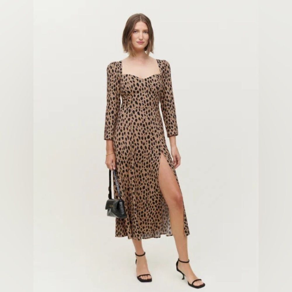Reformation Leopard Print Midi Dress